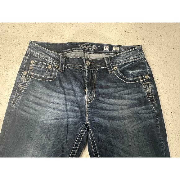 MISS ME Jeans Womens Size 31 Signature Slim Boot Cut Blue Denim Mid Rise Pants - Picture 2 of 4